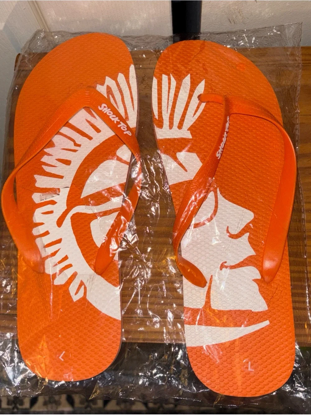Orange Graphic Flip Flop Sandals - Shock Top